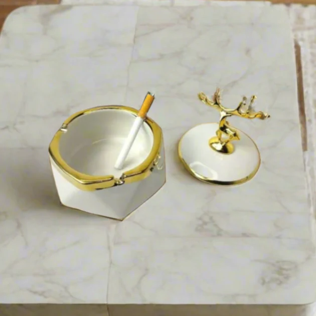 Ceramic Deer Sculpture Lid Ashtray In Pakistan