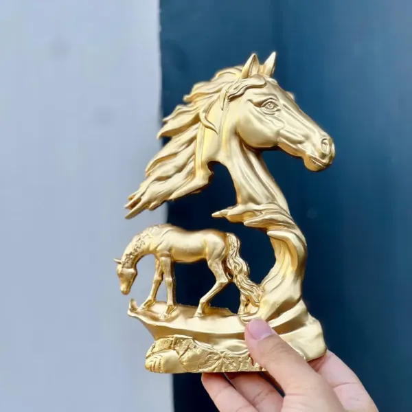 Golden Horse Sculpture Wall Decor Piece