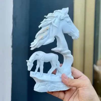 White Horse Sculpture Wall Decor Piece