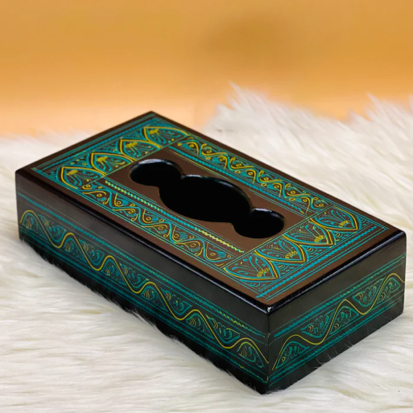 Laquer Art Tissue Box Green