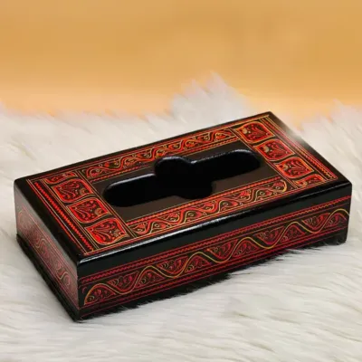 Laquer Art Tissue Box Red