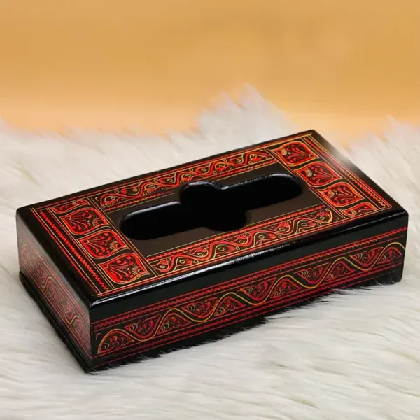Laquer Art Tissue Box Red