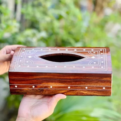 Wooden Inlay Tissue Box