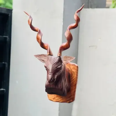 Handcrafted Solid Sheesham Wood Markhor Sculpture