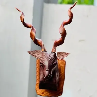 Handcrafted Solid Sheesham Wood Markhor Wall Decor