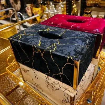 Leather Tissue Box Black