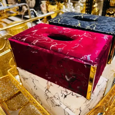 Leather Tissue Box Red