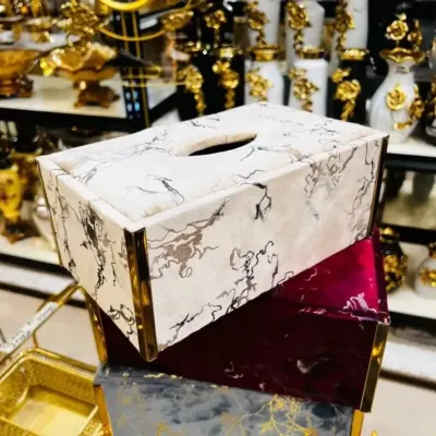 Leather Tissue Box White